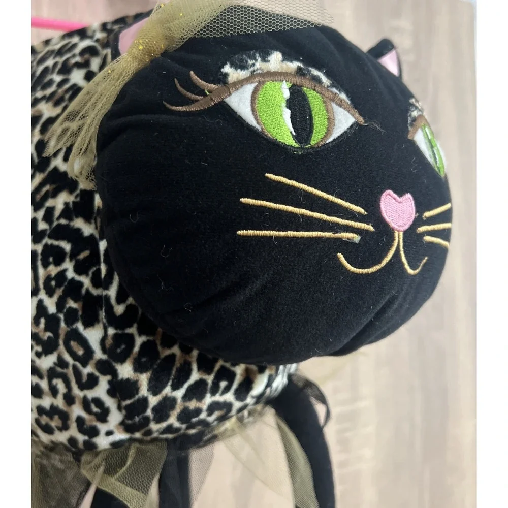 The Children's Place Leopard Print Black Plush Cat Treat Bucket‎ Bag Meow Works